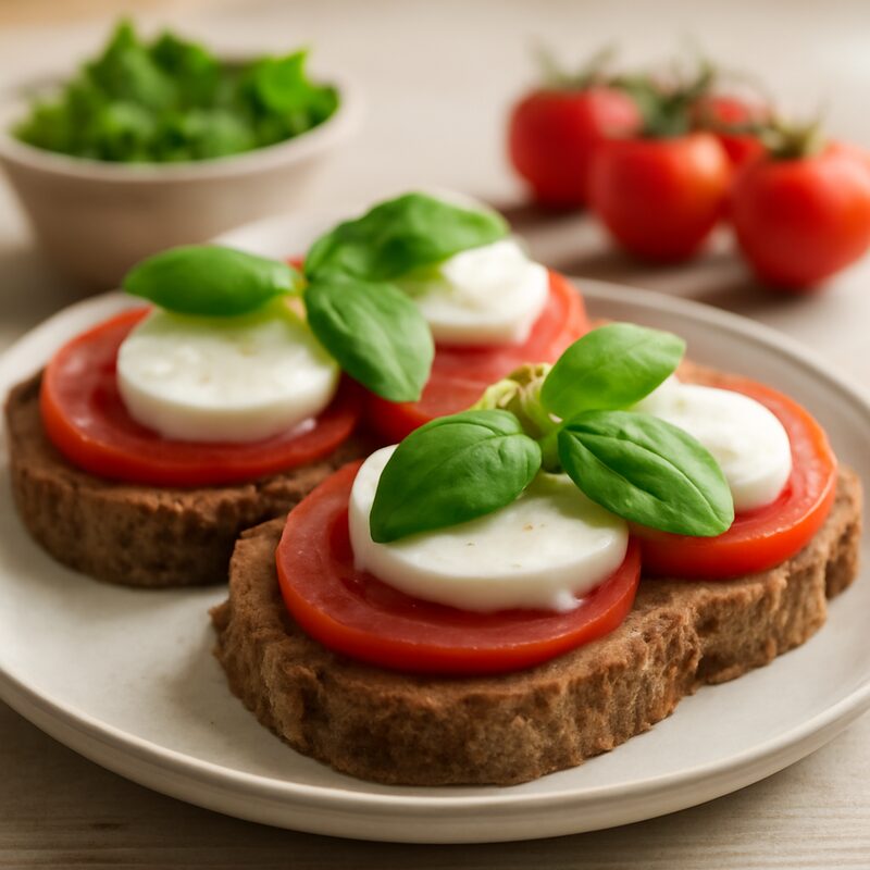 Tartines croustillantes à la tomate et mozzarella dans l'app SoChef sur iPhone